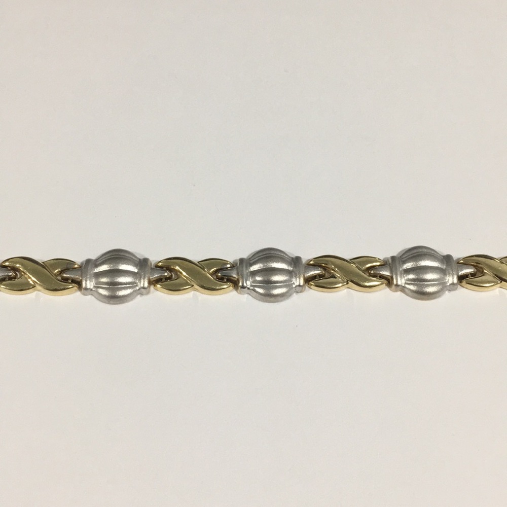 14k Two Tone Gold Women's XO Bracelet